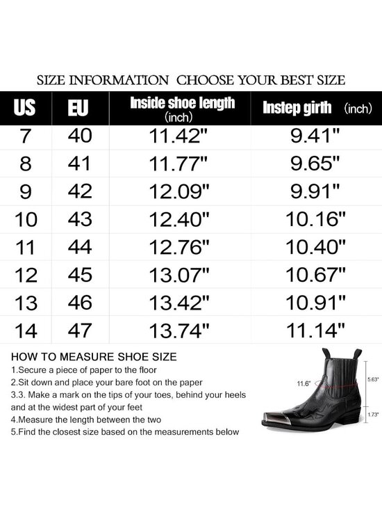 Men\'s Black Leather Steel Toe Low Top Pull On Elastic Band Wide Cuff Cowboy Boot